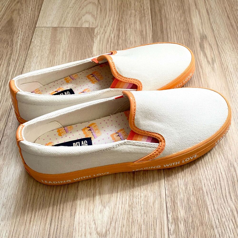 Sperry x PFLAG Women’s Ivory Orange Slip-On Sneakers Leading With Love Size 6